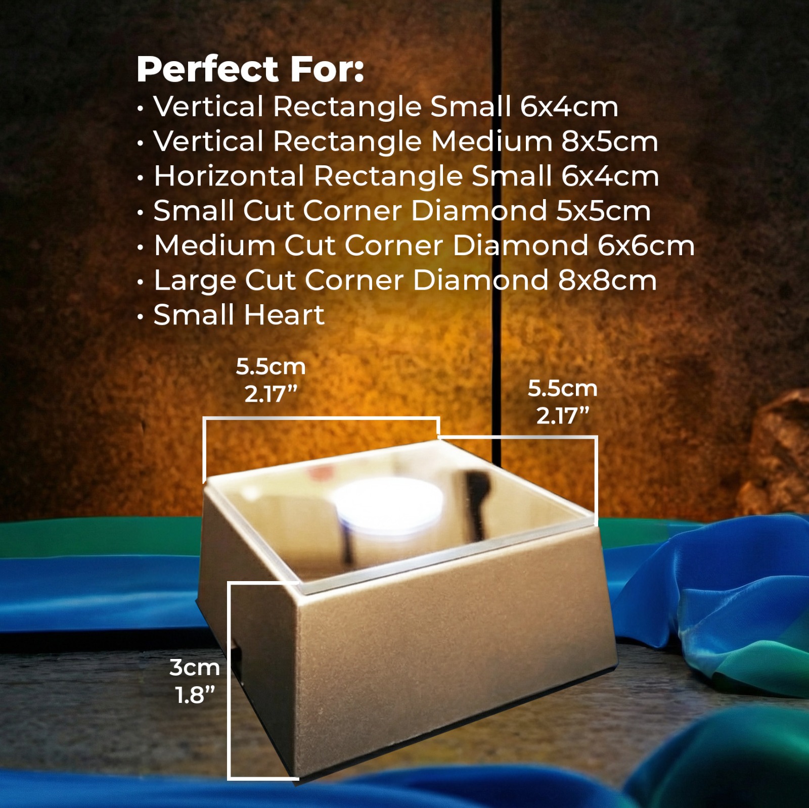 Square Silver LED Base